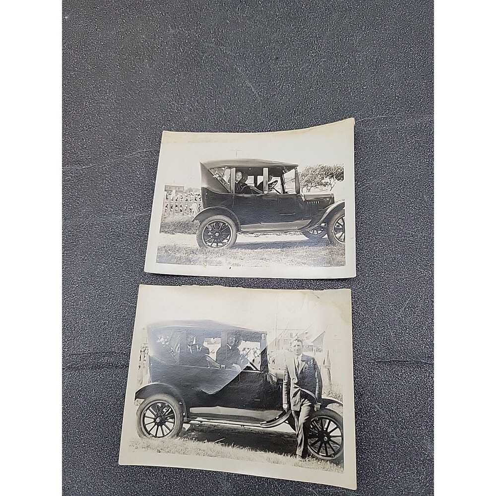 Vtg Photograph Lot 1914 Ford Model T Touring Men Man Driving Lot Of 2